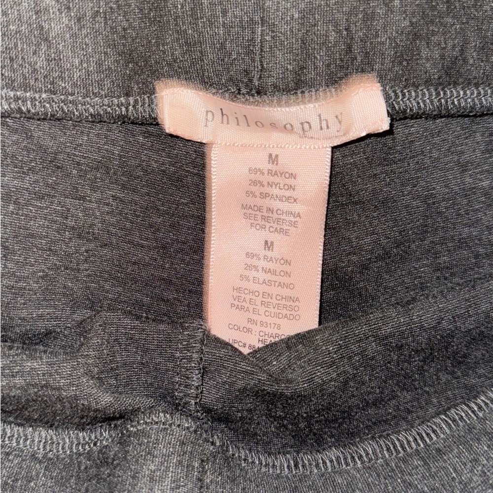 Philosophy Women's Ash Gray Stretch Mid Rise Tapered Cropped Leggings Yoga Sz M‌ - Picture 5 of 5